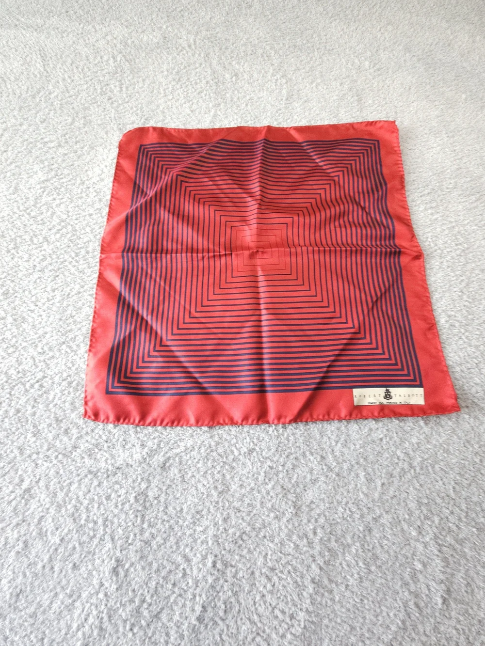 Robert Talbott Red and Navy Silk Square Scarf
